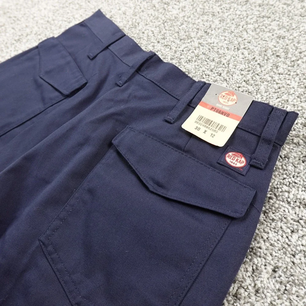 NEW Red Kap Shorts Mens 30 Blue Cargo Utility Work Uniform Skate Mechanic PT66
